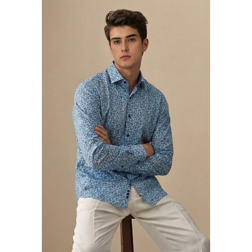 WRK 4 Way Stretch Long Sleeve‎ Button Up Shirt Men's 17 Neck SIlky